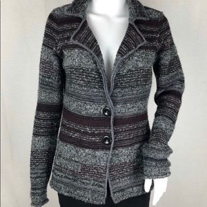 Italian knit blazer / sweater, in gray & plum, Size S